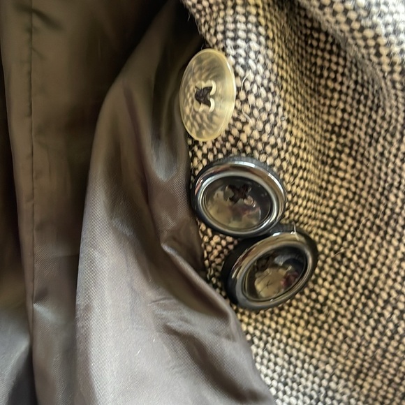 Croft & Barrow Tweed Wool Hooded Pea Coat Jacket Double Breasted Gray Black Med - Picture 11 of 13